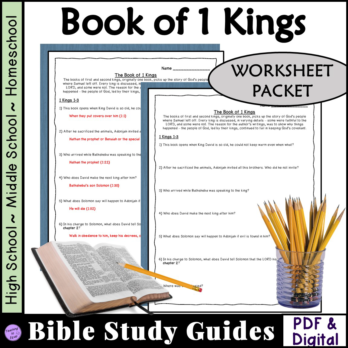 1 Kings Bible Study Questions Worksheet Packet Made By Teachers 1 Kings Bible Study Questions Worksheet Packet Made By Teachers