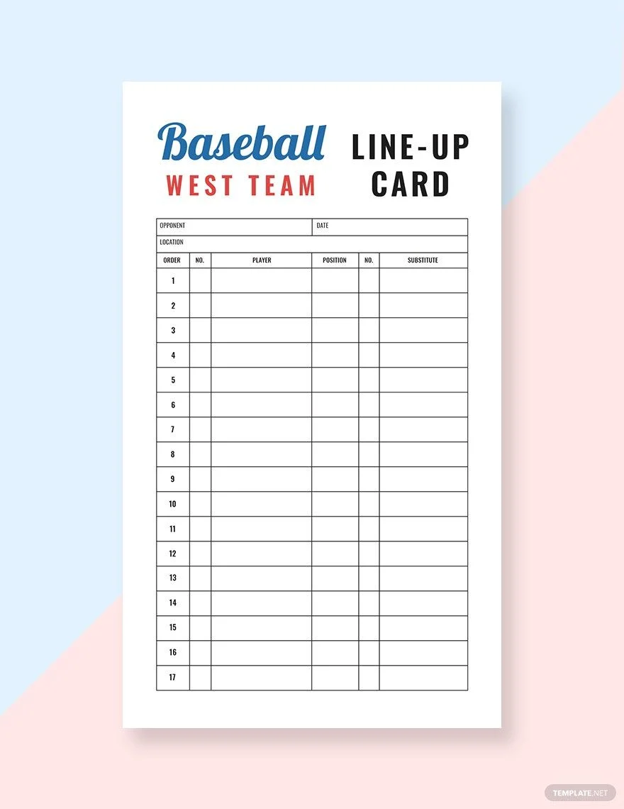Free Baseball Printable Batting Order Sheet