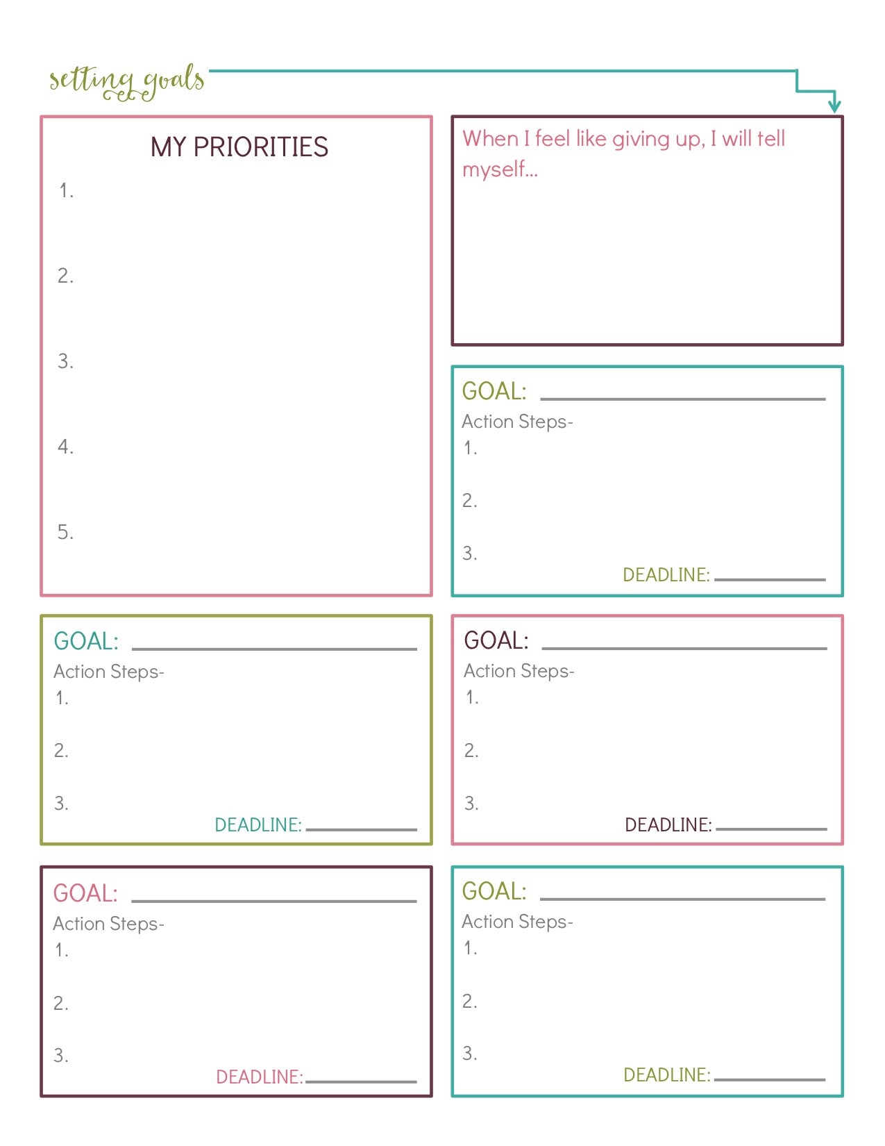 Free Star Testing Goal Sheets Printable