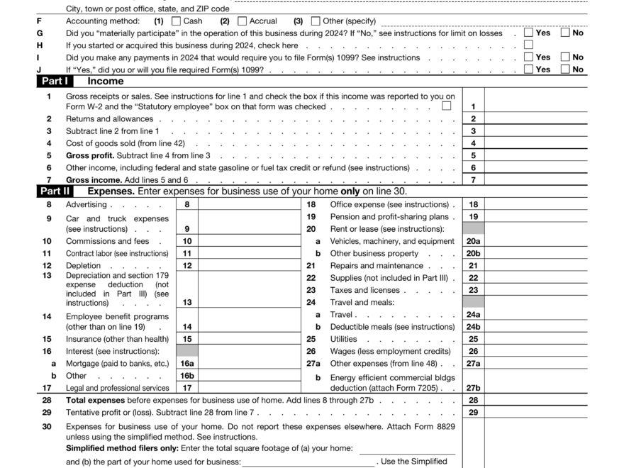 1040 Schedule C 2024 2025 Fill And Edit Online PDF Guru