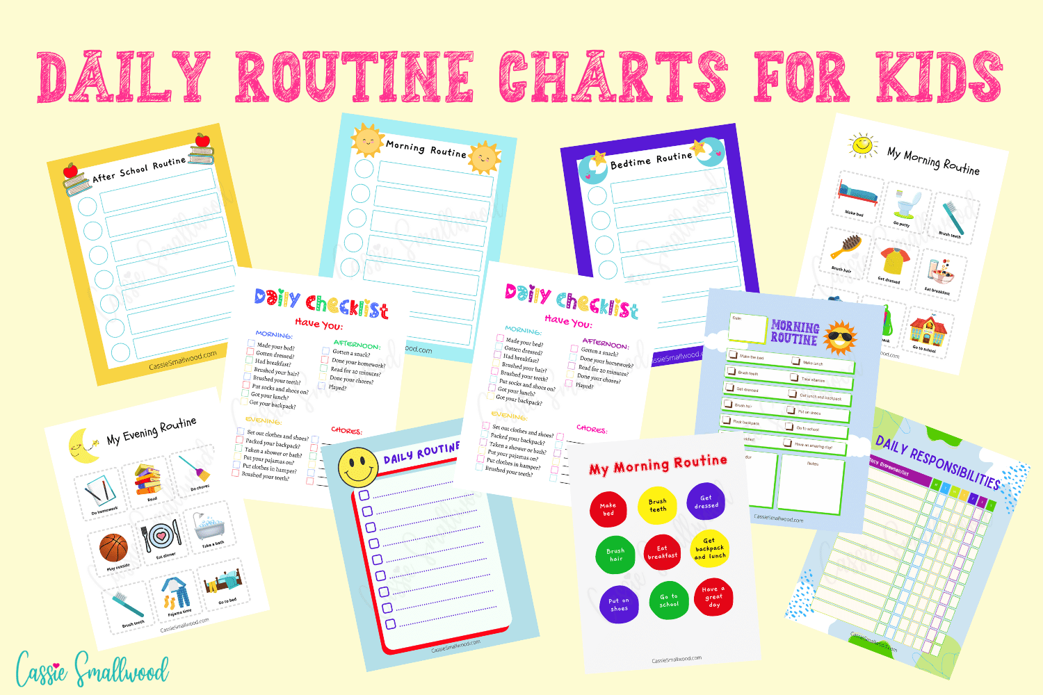11 Daily Routine Checklists For Kids Free Printable Cassie Smallwood