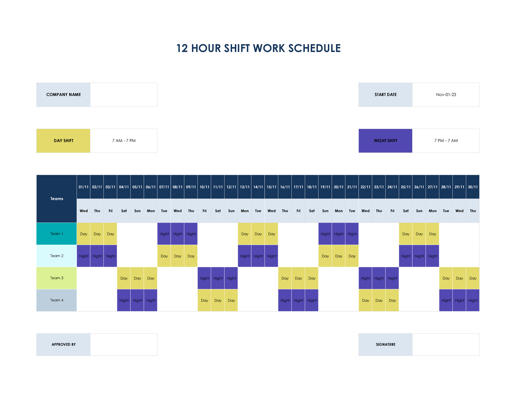 12 Hour Shift Schedule Template Excel GSheets WordLayouts 12 Hour Shift Schedule Template Excel GSheets WordLayouts