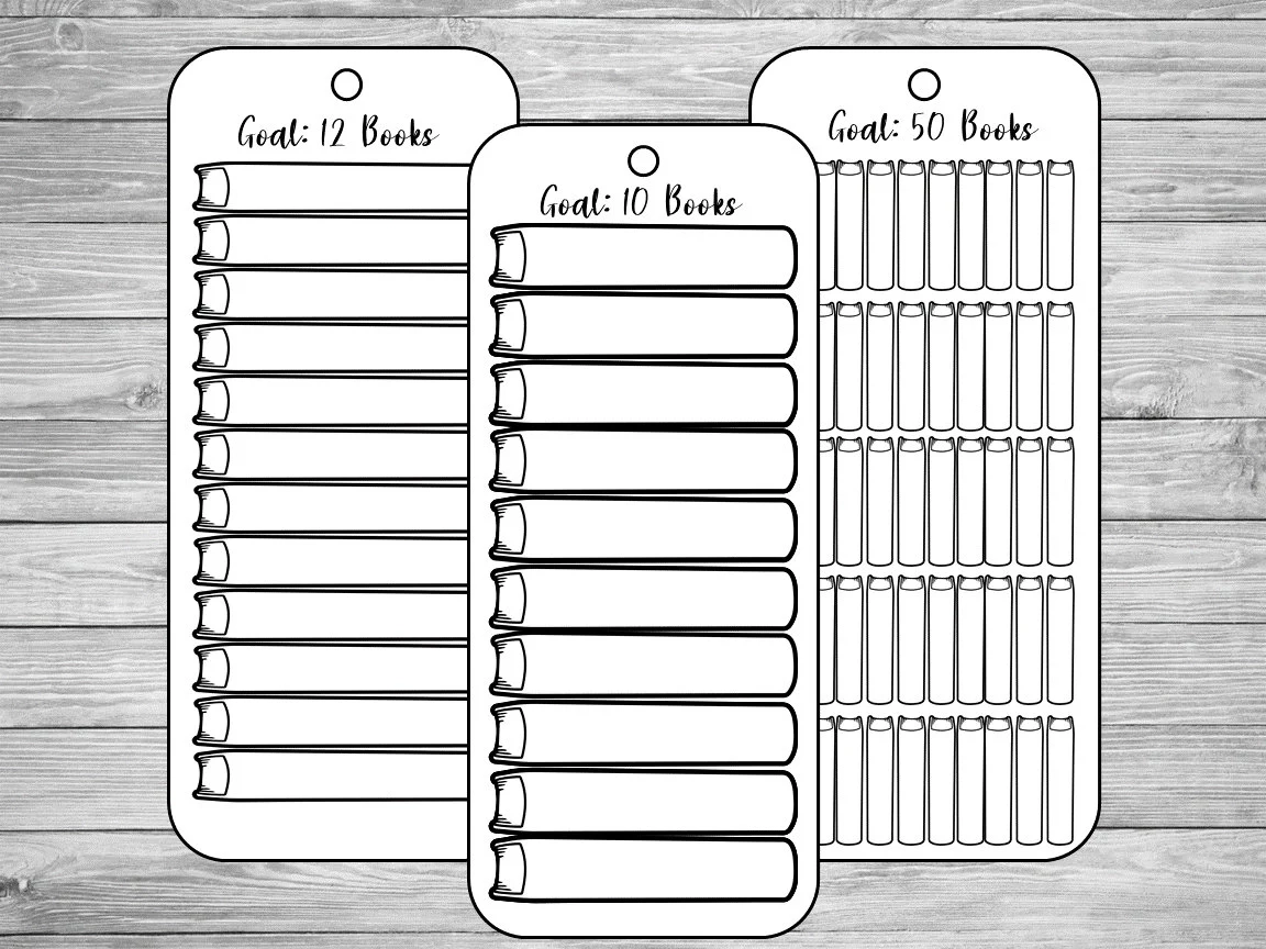 12 Printable Reading Tracker Bookmarks Reading Goal Tracker New Years Resolution Adult Kids Children Etsy
