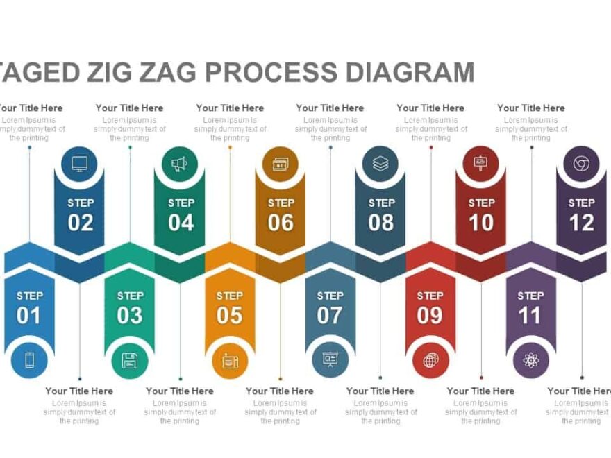 12 Stage Zig Zag Process Diagram Template For PowerPoint amp Google Slides
