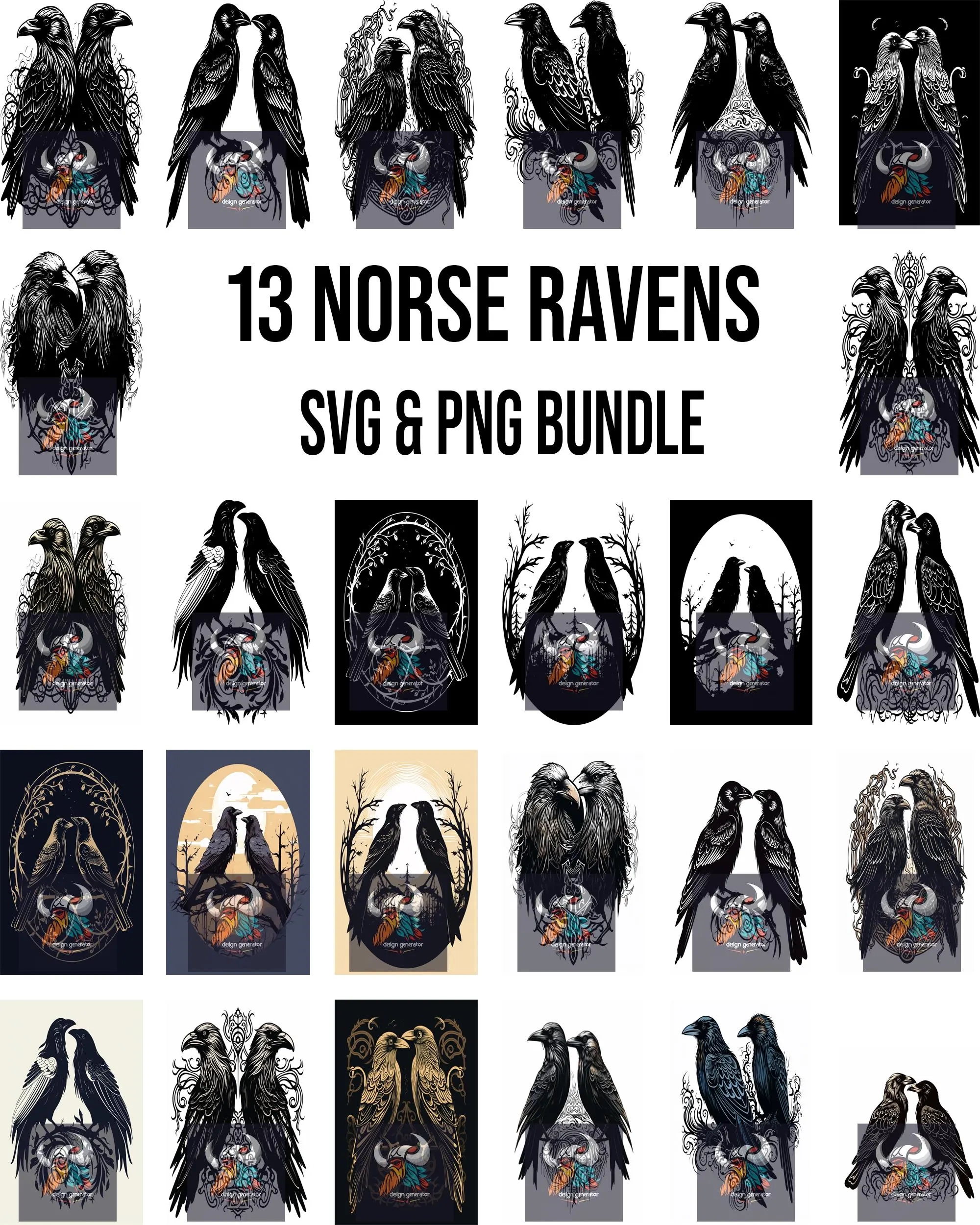 13 Odin s Ravens SVG And PNG Bundle Hugin And Munin Norse 13 Odin s Ravens SVG And PNG Bundle Hugin And Munin Norse