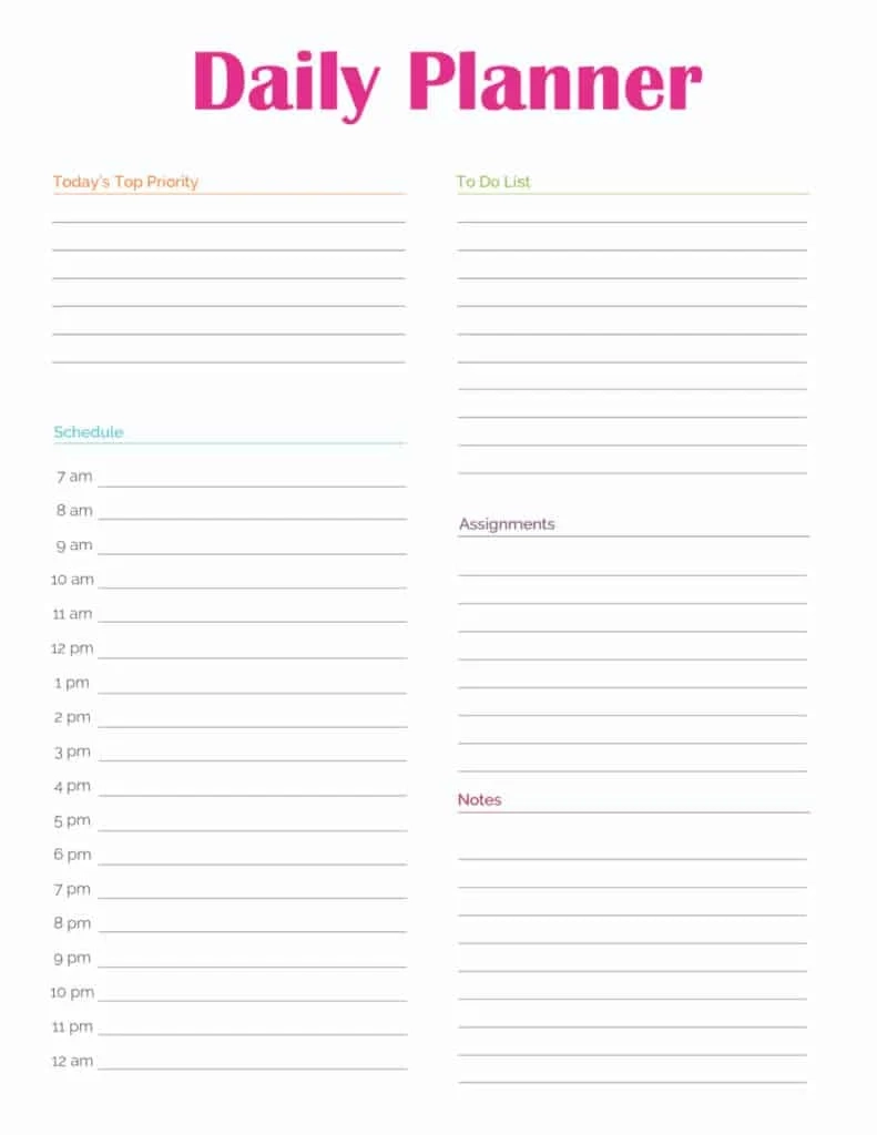 Printable High School Planner
