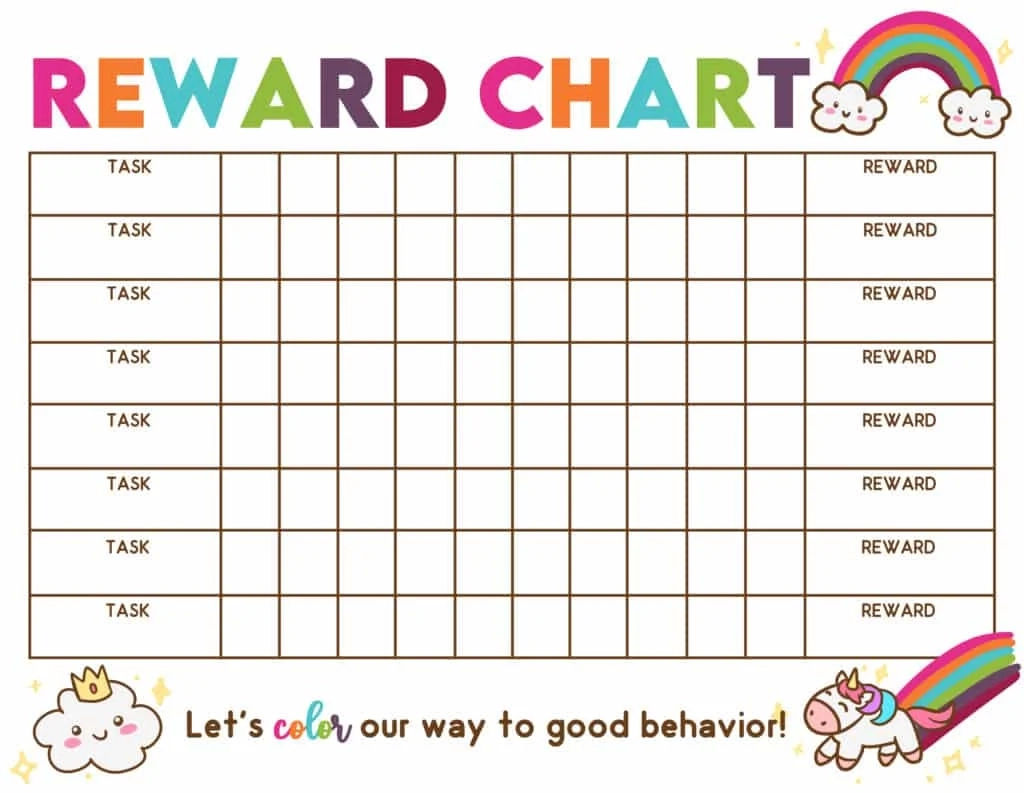 Free Printable Reward Charts For Toddlers