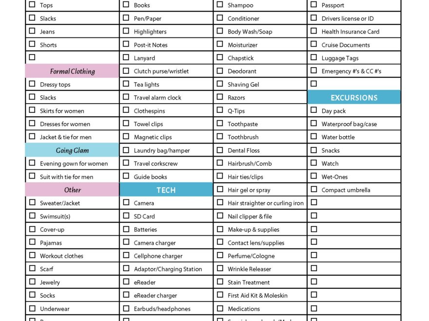 20 Things To Pack For A Cruise Plus Printable Packing List For