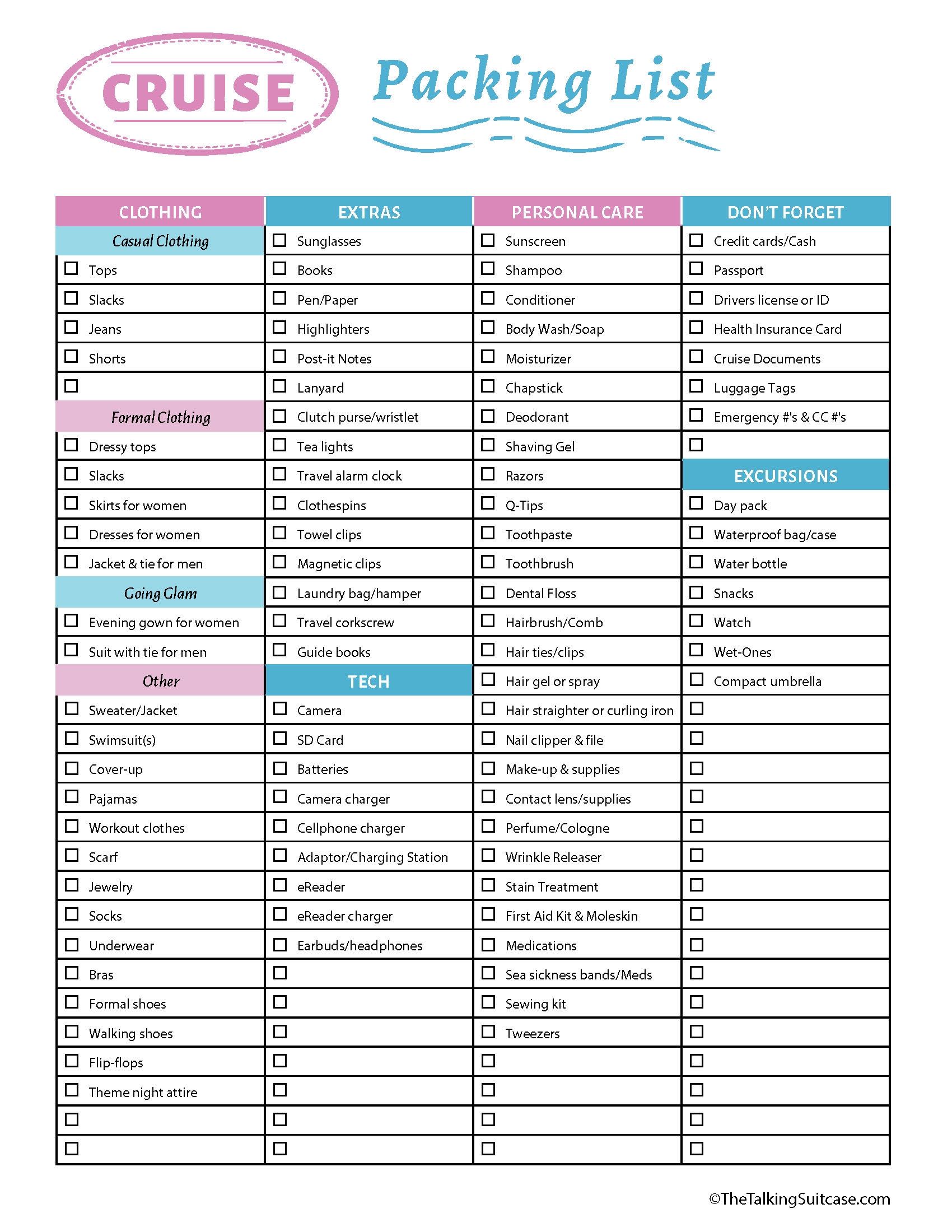 20 Things To Pack For A Cruise Plus Printable Packing List For 20 Things To Pack For A Cruise Plus Printable Packing List For
