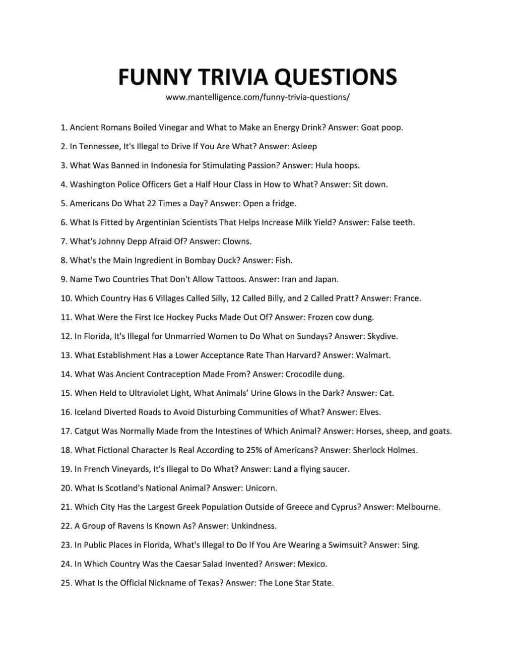 Printable Easy General Trivia For Adults Printable Easy General Trivia For Adults