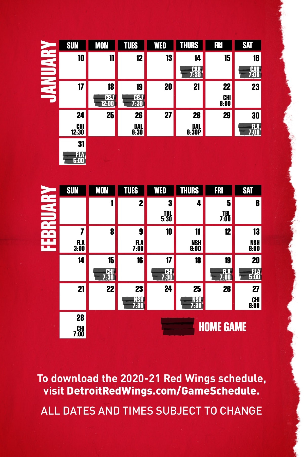 2021 Detroit Red Wings Pocket Schedule Thurs Fri Sat Mon Tues 2021 Detroit Red Wings Pocket Schedule Thurs Fri Sat Mon Tues