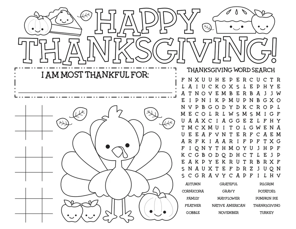 Printable Kids Thanksgiving Sheets