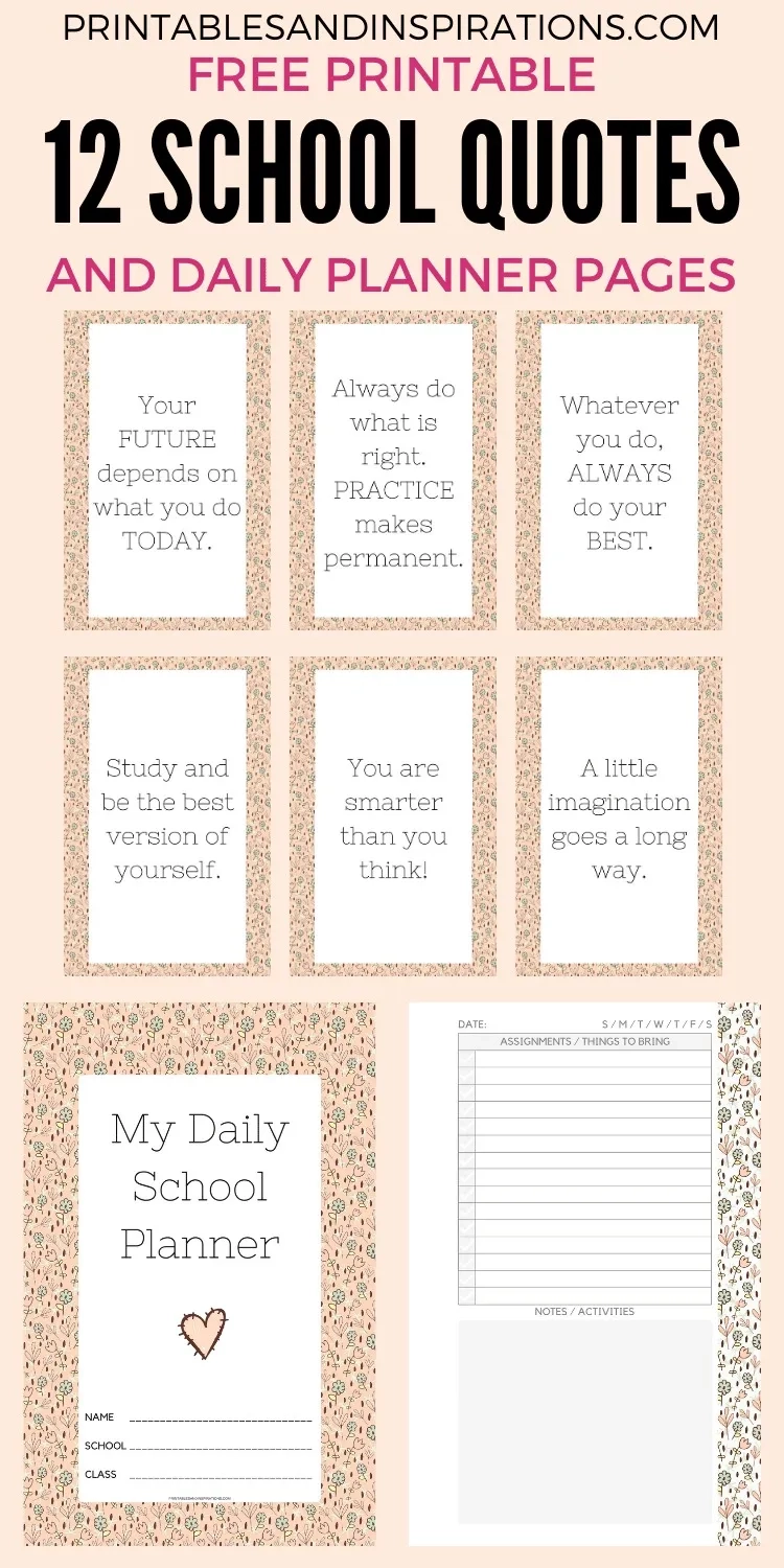 Half Size Student Planner Printables Free