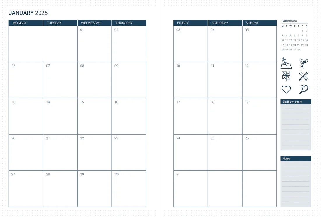 2025 2026 Monthly Calendar Pages Refill The Perfect Notebook