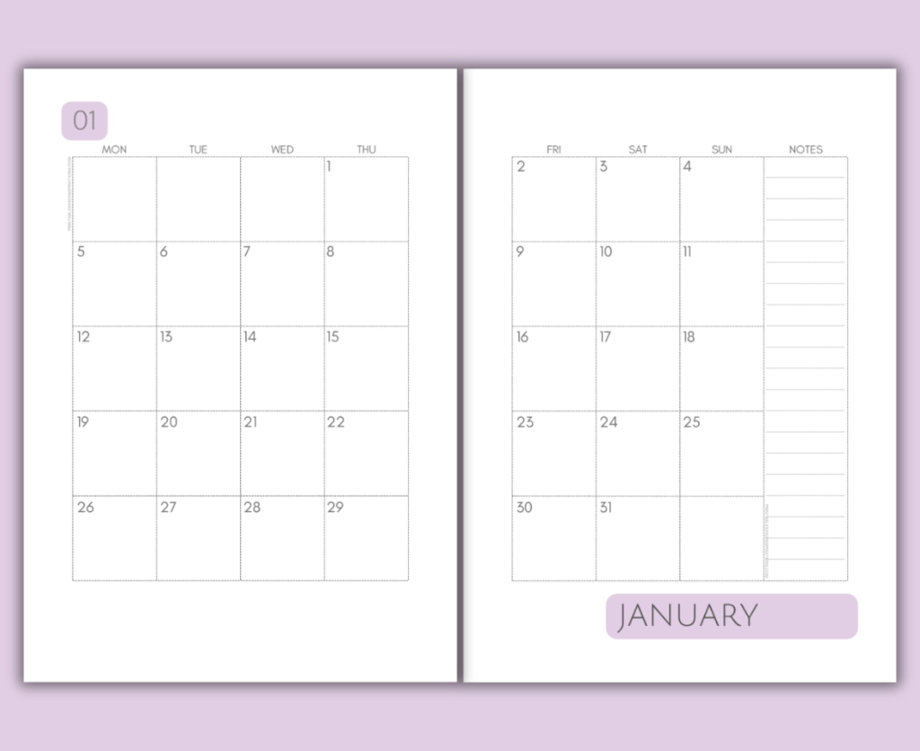 2025 2026 Two Page Calendar Monthly Spread Free Printable 2025 2026 Two Page Calendar Monthly Spread Free Printable
