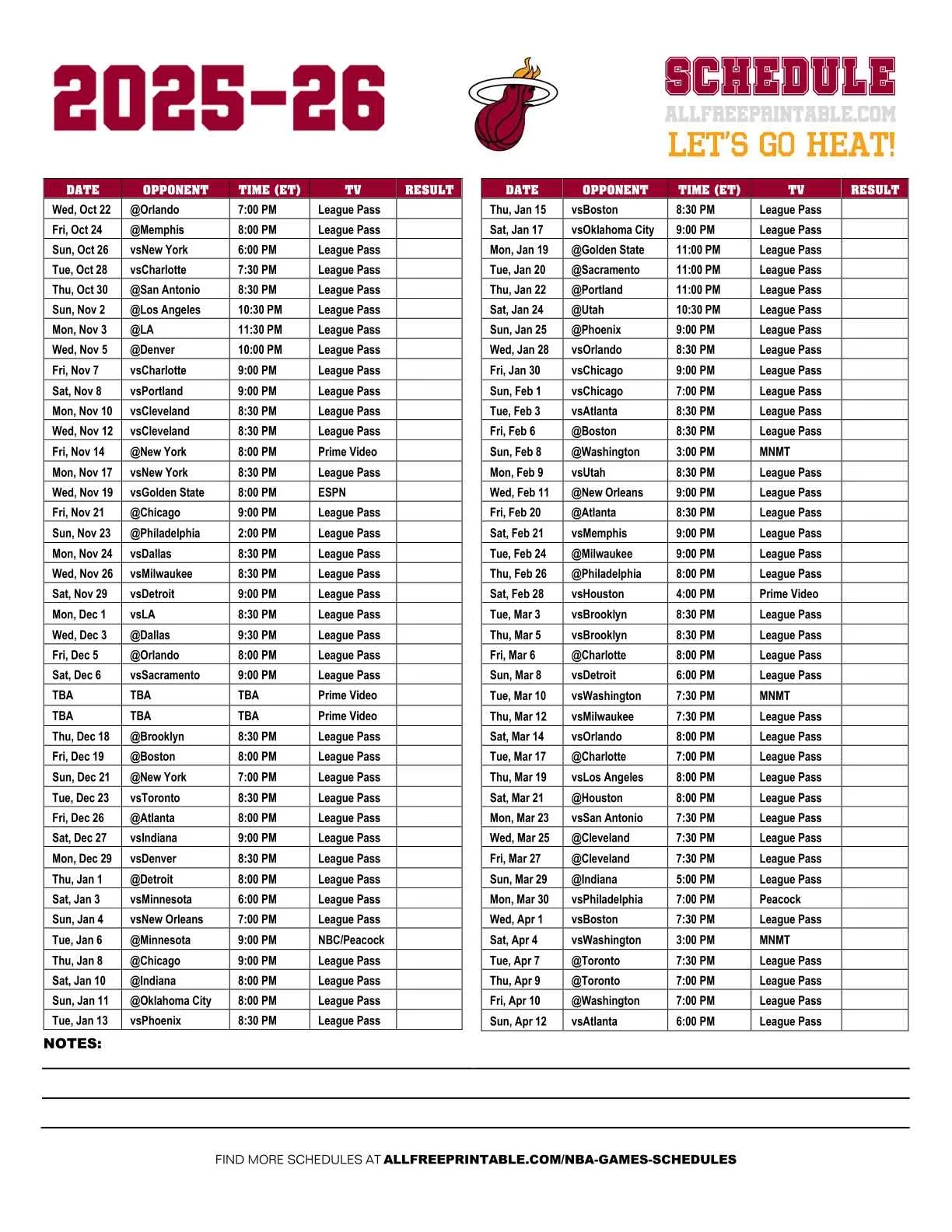 2025 26 Miami Heat Schedule Free Printable 2025 26 Miami Heat Schedule Free Printable