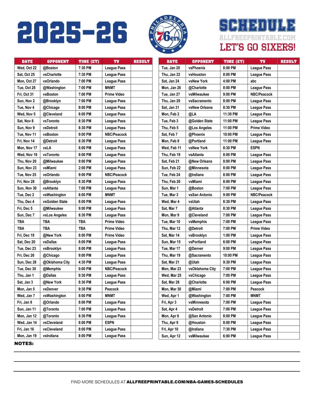2025 26 Philadelphia 76ers Schedule Free Printable 2025 26 Philadelphia 76ers Schedule Free Printable