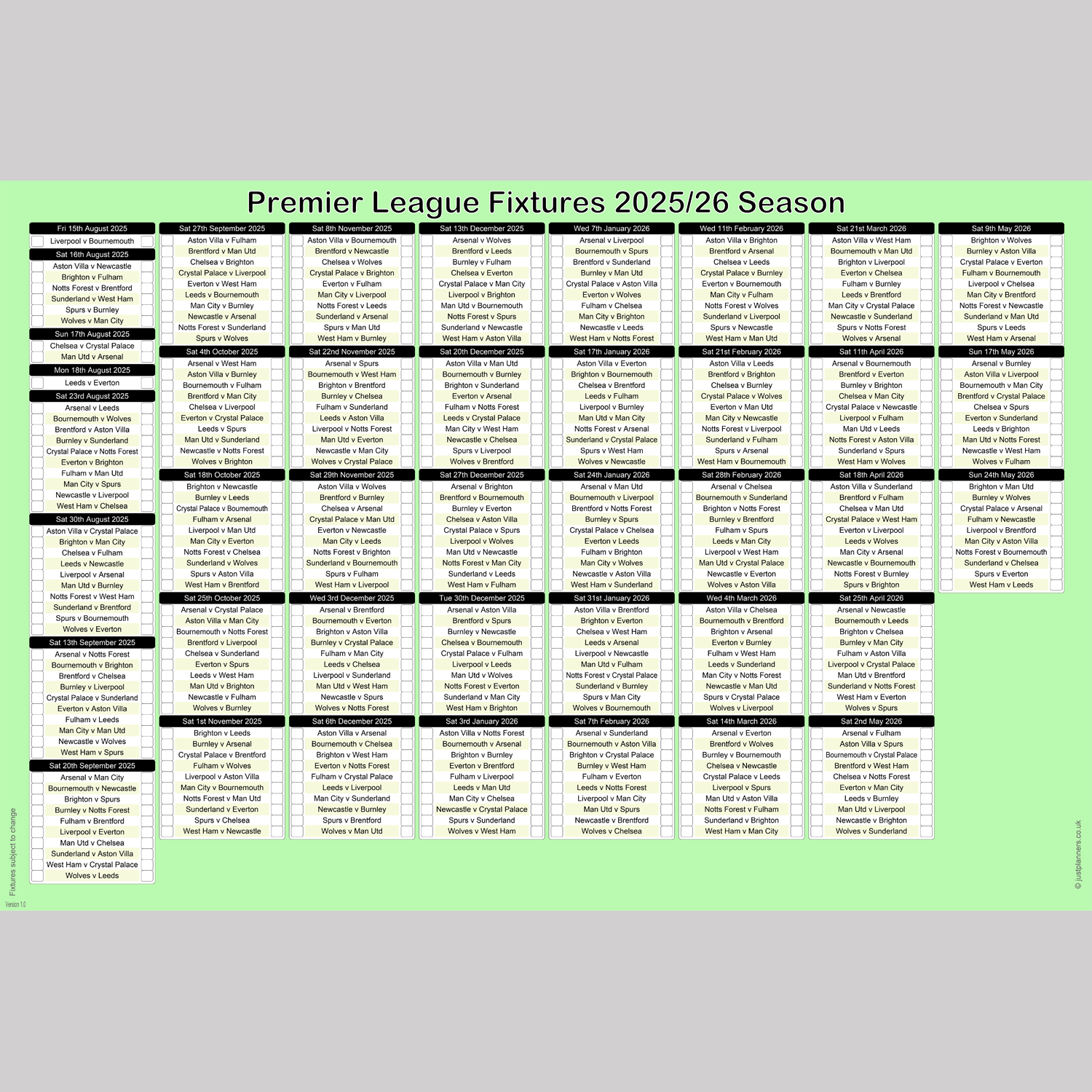 Portuguese League Schedule 2025-2026 Printable