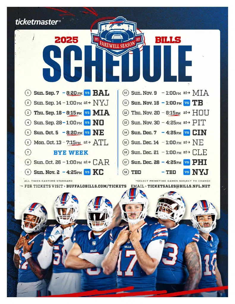 2025 Buffalo Bills Schedule WESB B107 5 FM 1490 AM WBRR 100 1 2025 Buffalo Bills Schedule WESB B107 5 FM 1490 AM WBRR 100 1