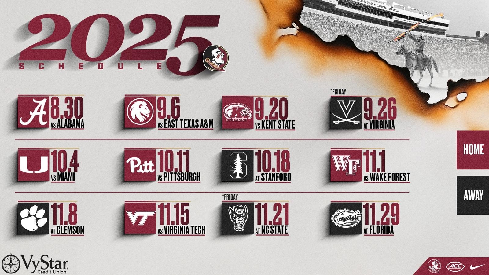 2025 Football Schedule Announced Florida State University