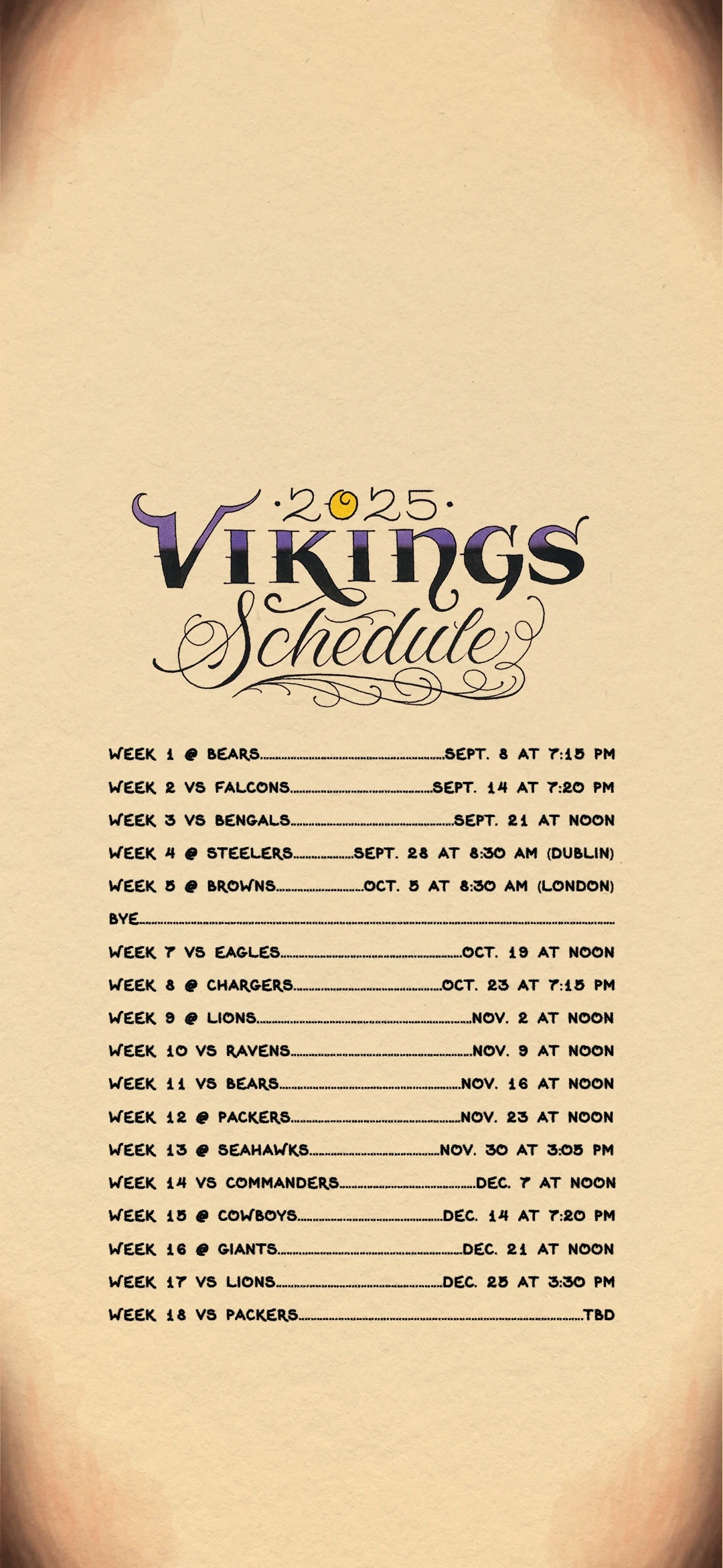 Vikings Schedule Printable 2026