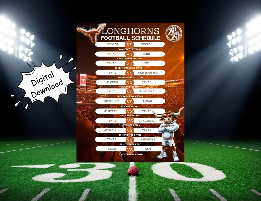 Printable Texas Longhorns Football Schedule 2026 Printable Texas Longhorns Football Schedule 2026