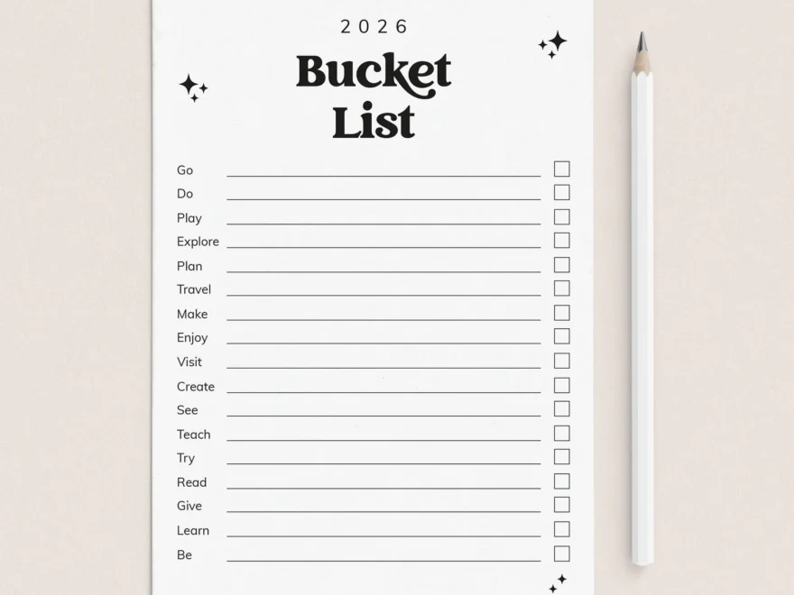 2026 Bucket List Printable