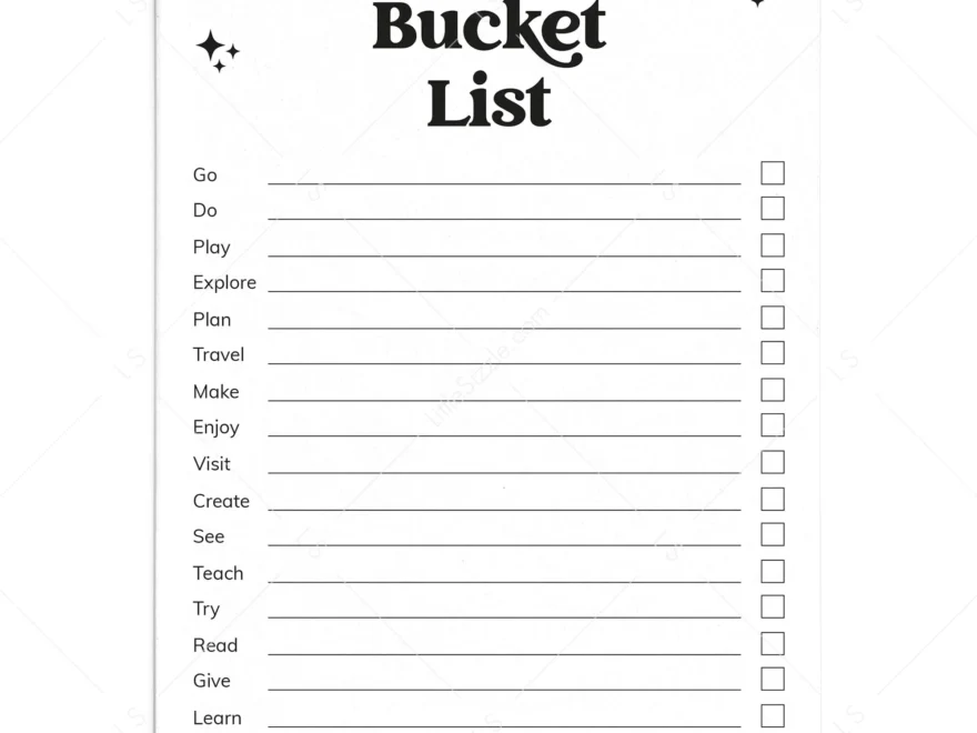 2026 Bucket List Printable Instant Download