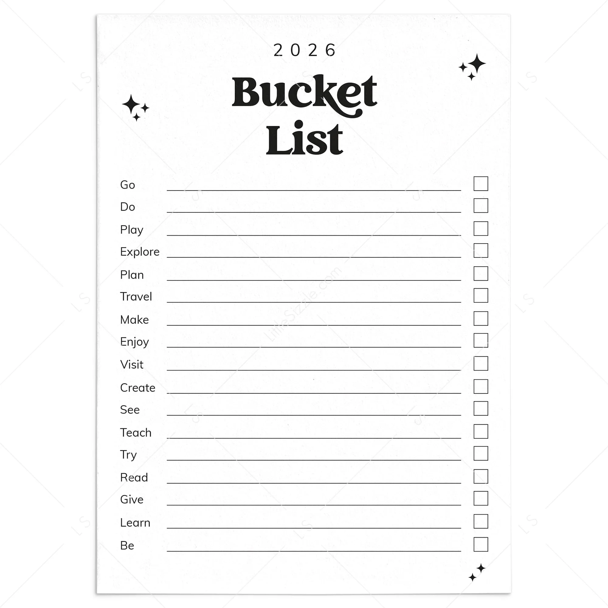 2026 Bucket List Printable Instant Download 2026 Bucket List Printable Instant Download
