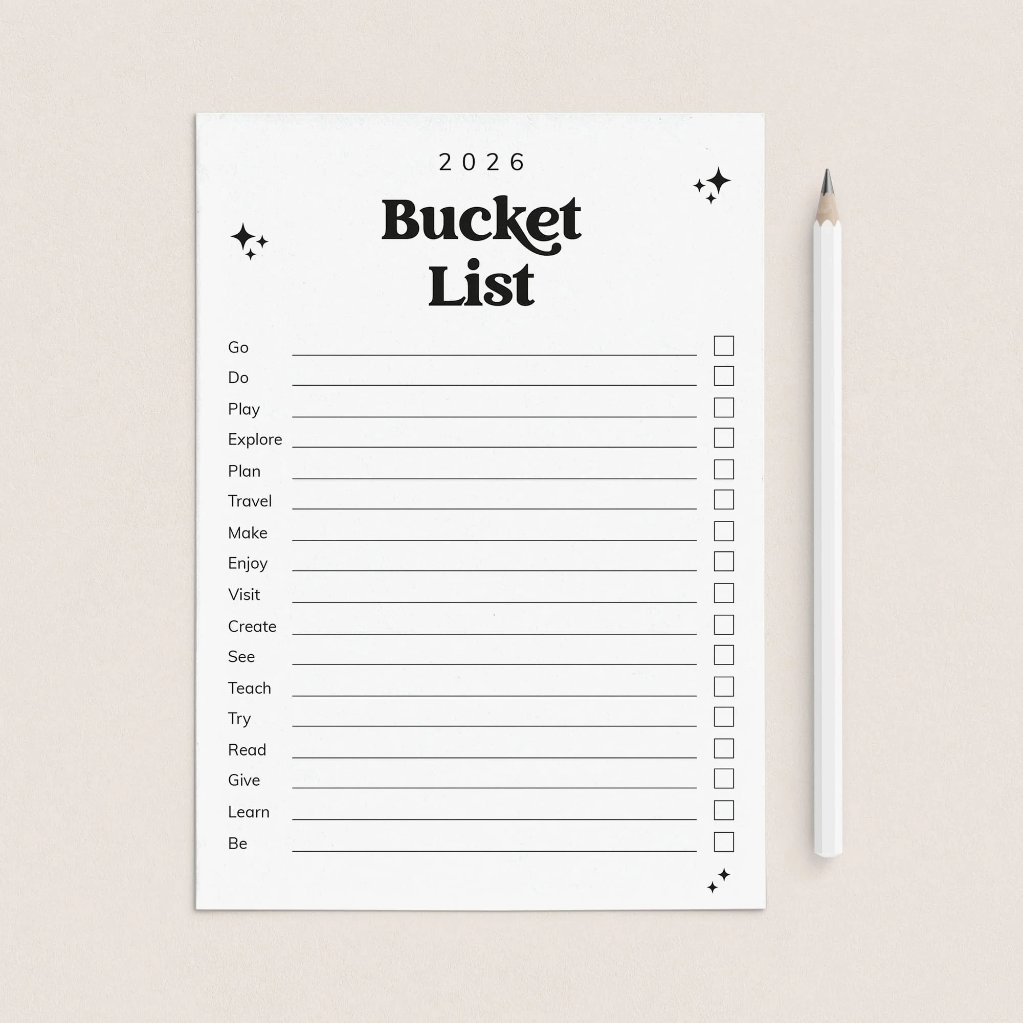 2026 Bucket List Printable 2026 Bucket List Printable