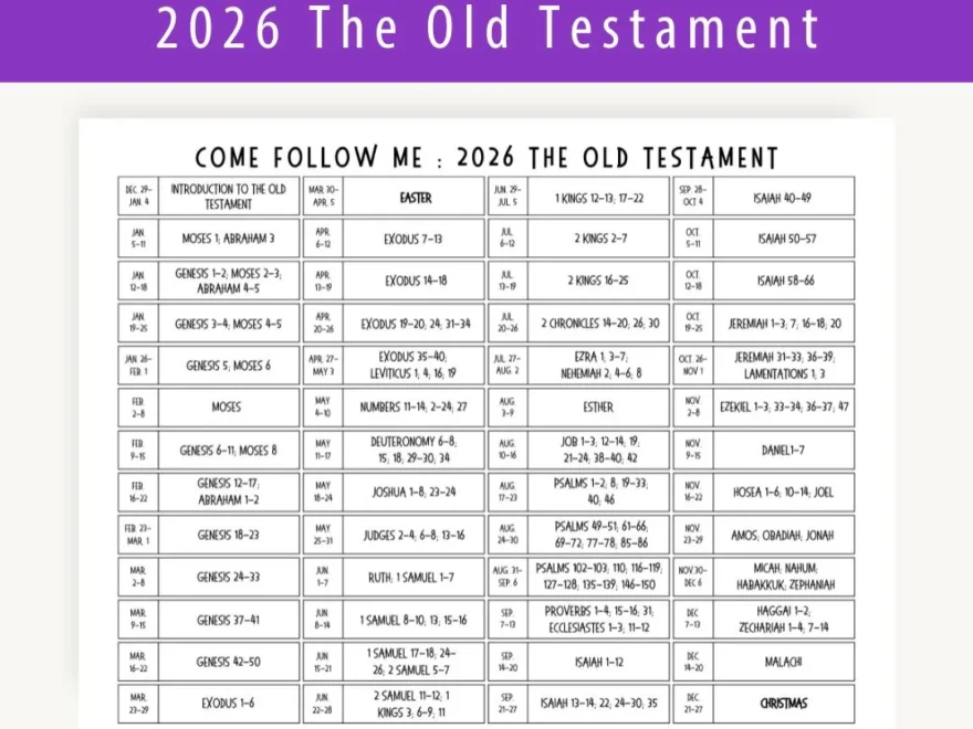 2026 Come Follow Me Old Testament Schedule LDS Old Testament