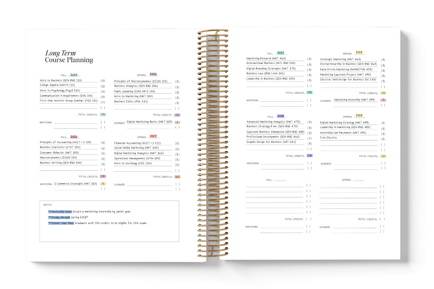 2026 Weekly College Planner The Dailee