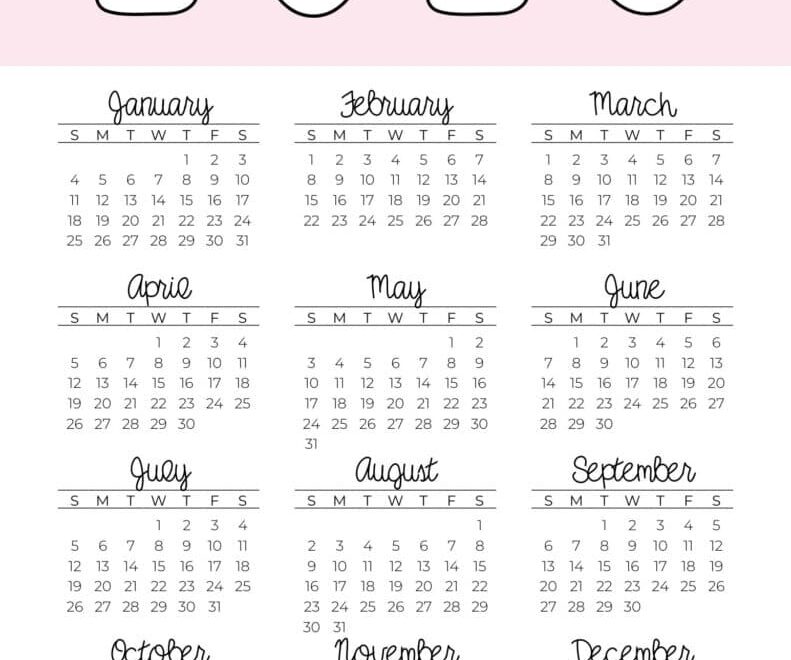 2026 Yearly Calendars 35 Free Printables