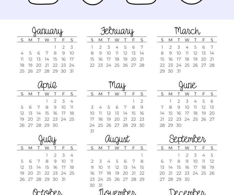 2026 Yearly Calendars 35 Free Printables