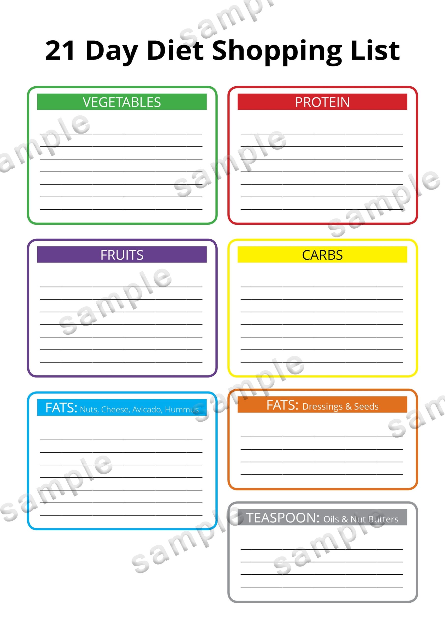 Printable Grocery List 21 Day Fix