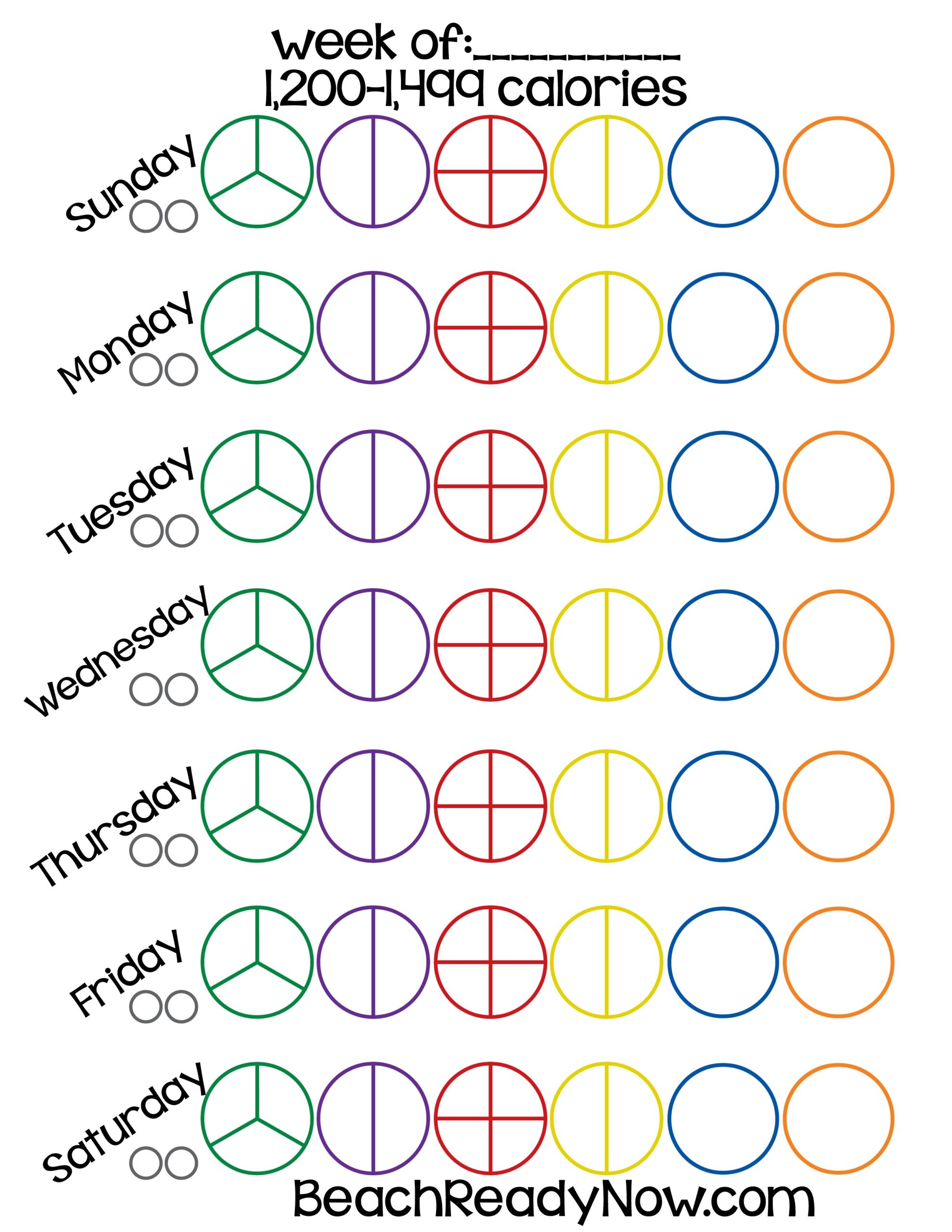 Printable 21 Day Fix Tally Sheets