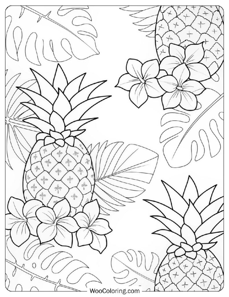 Adult Easy Printable Coloring Sheets Pineapple