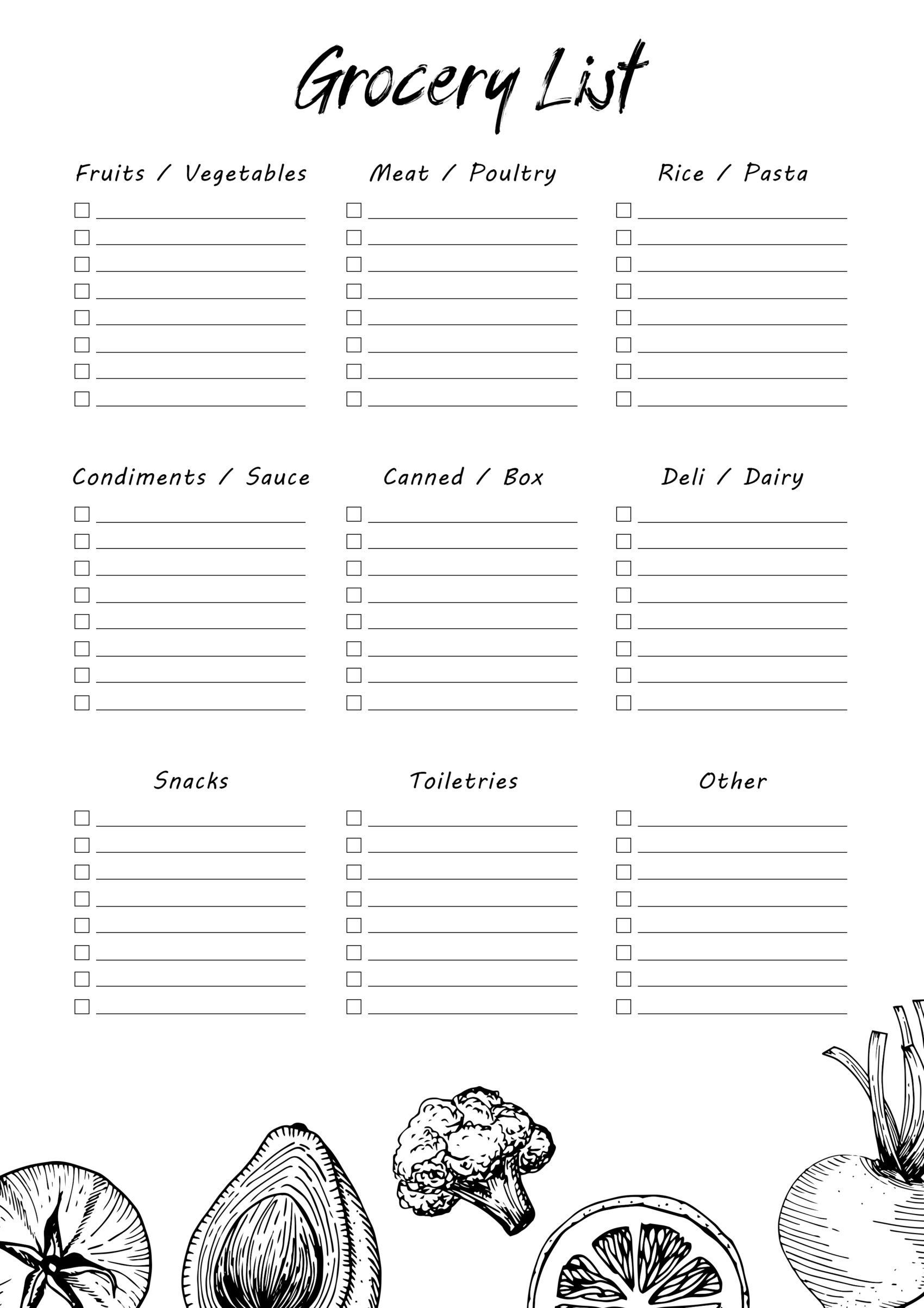 24 Printable Grocery List Templates Shopping Lists 24 Printable Grocery List Templates Shopping Lists