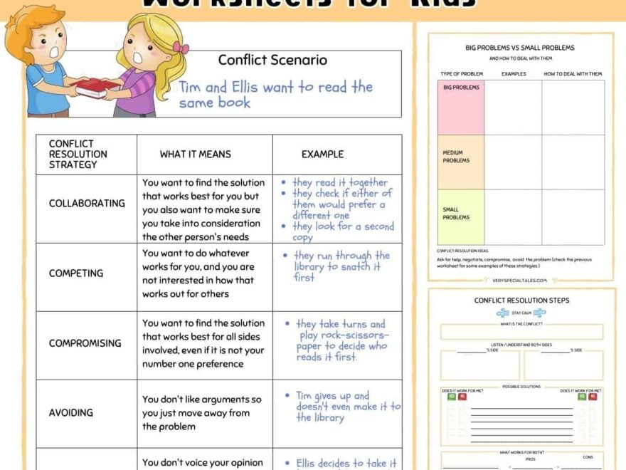31 Fun Conflict Resolution Activities For Kids Printable PDF Worksheets Games And Activities Very Special Tales