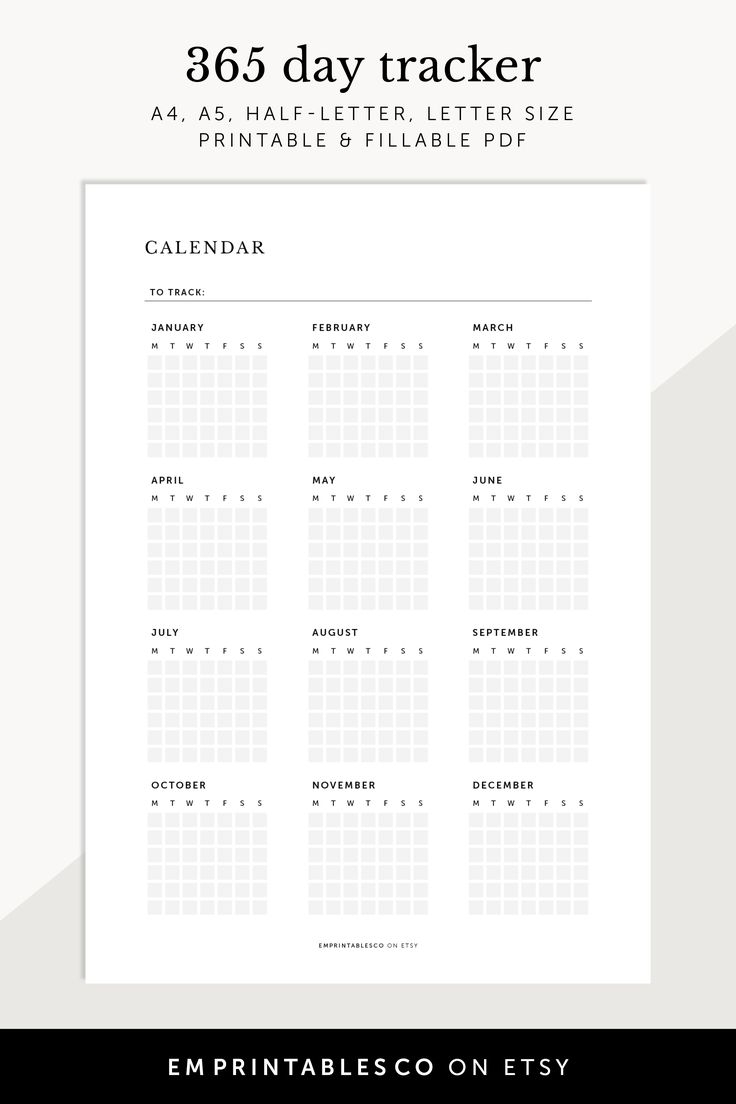 365 Day Habit Tracker Routine Tracker Weekly Tracker Monthly To 