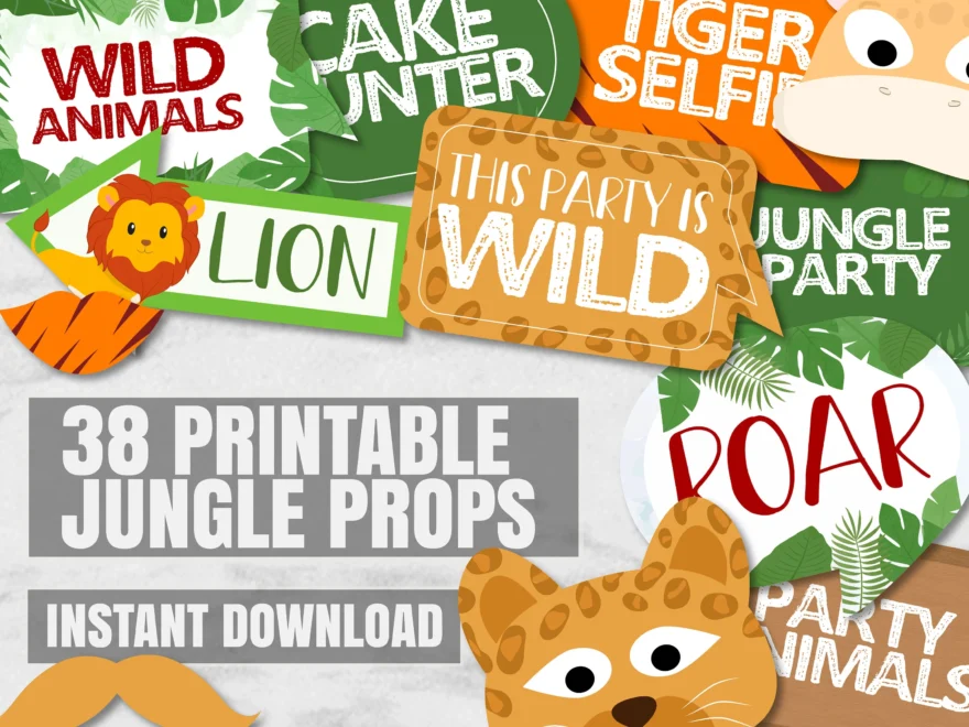 38 Jungle Party Photo Booth Props Printable Jungle Themed Party