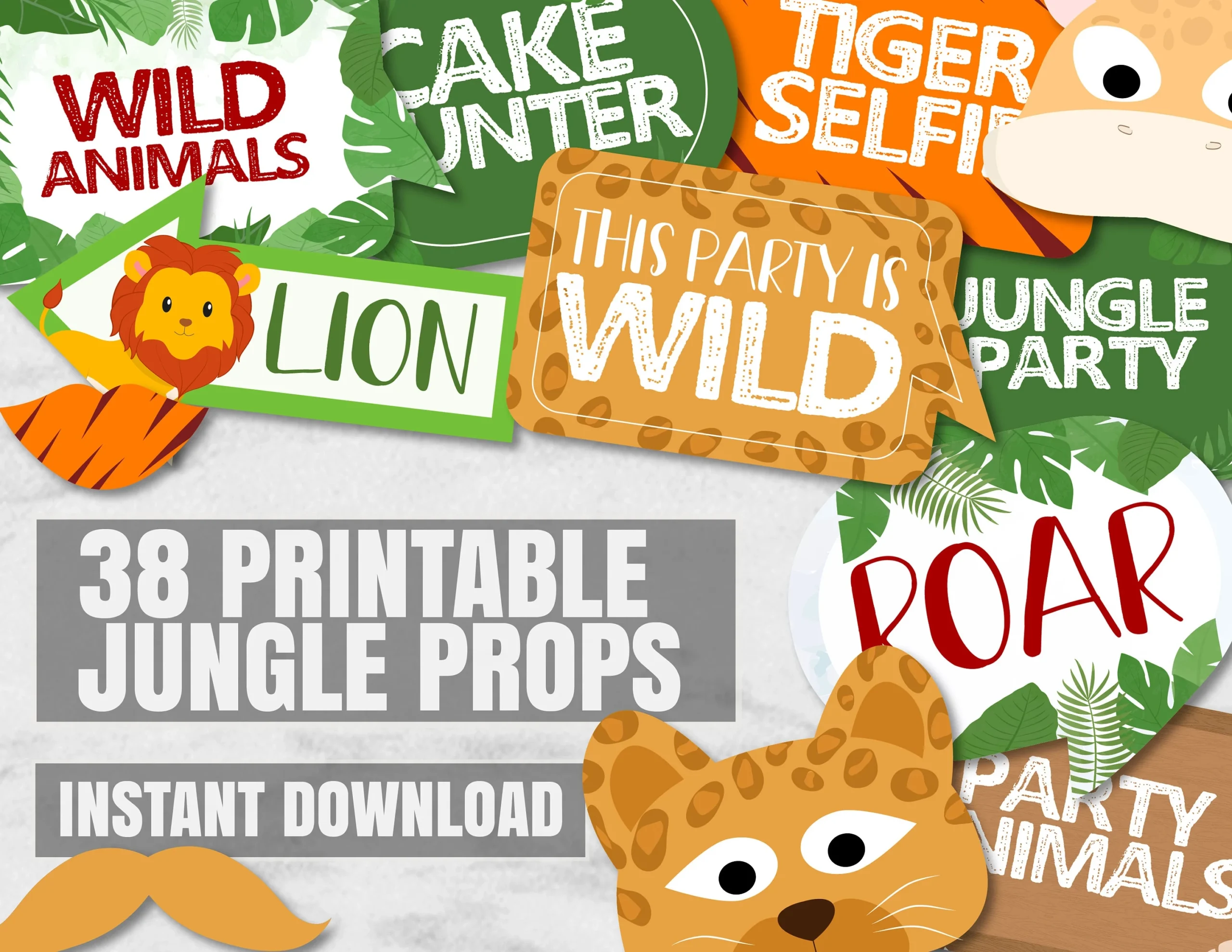 38 Jungle Party Photo Booth Props Printable Jungle Themed Party 38 Jungle Party Photo Booth Props Printable Jungle Themed Party