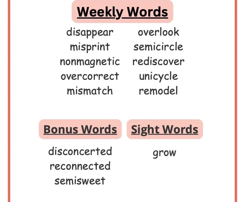 3rd Grade Spelling Words Free Printable 36 Week List
