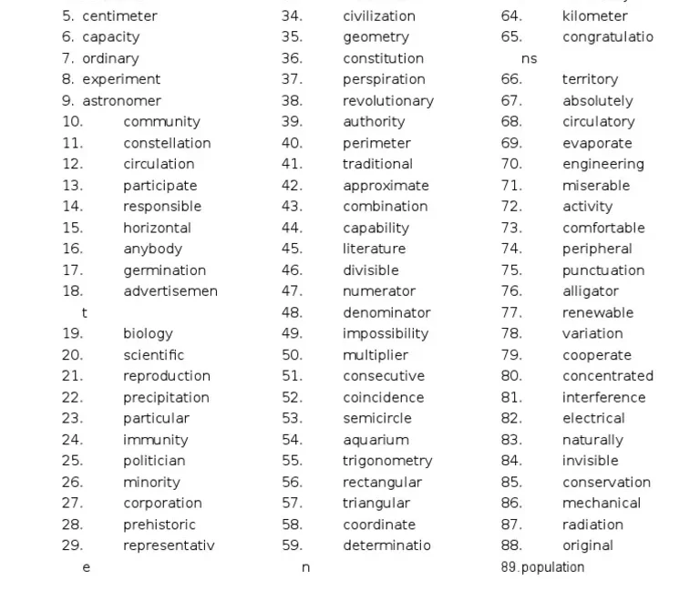 4 And 5 Syllable Words PDF Science amp Mathematics Young Adult