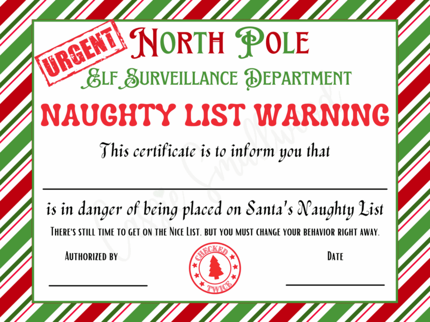 4 Cute Naughty List Letters From Santa Cassie Smallwood