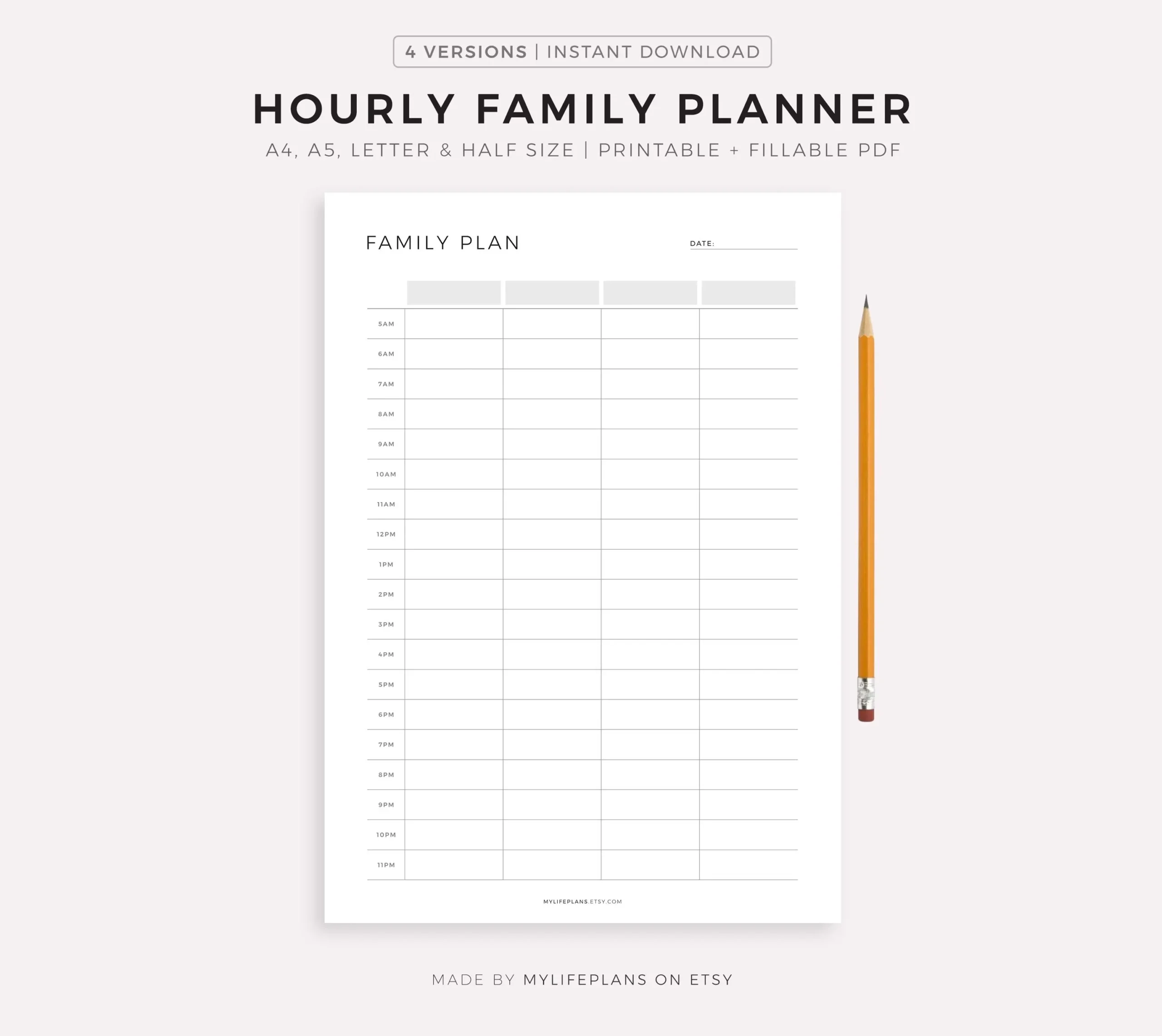 4 Person Weekly Planner Etsy 4 Person Weekly Planner Etsy