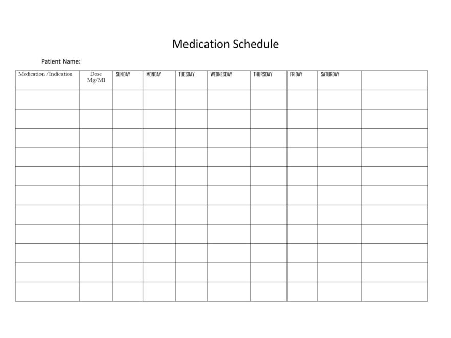 40 Great Medication Schedule Templates Medication Calendars
