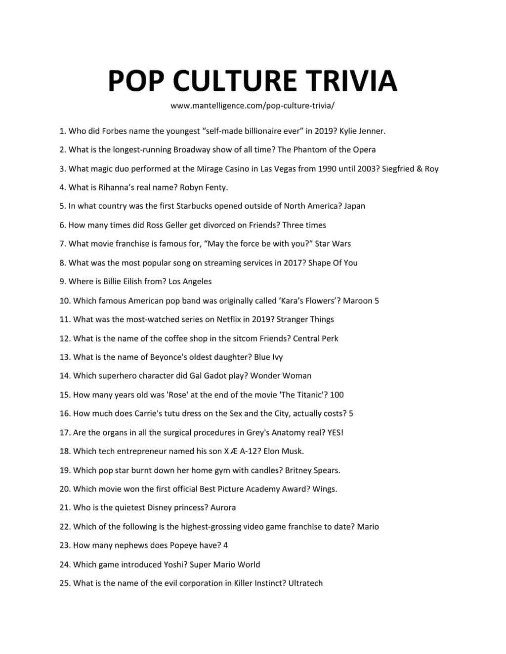 42 Pop Culture Trivia Questions amp Answers Ultimate Quiz 42 Pop Culture Trivia Questions amp Answers Ultimate Quiz