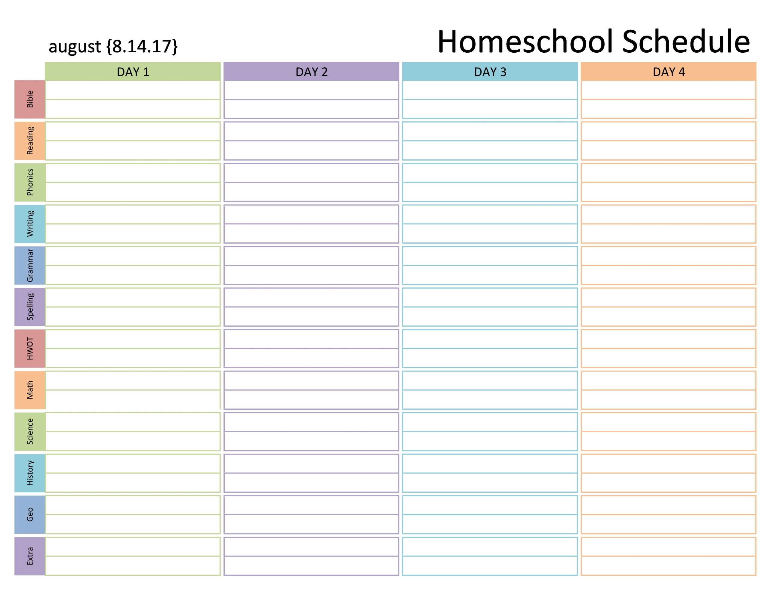 44 Editable Homeschool Schedule Templates FREE 44 Editable Homeschool Schedule Templates FREE