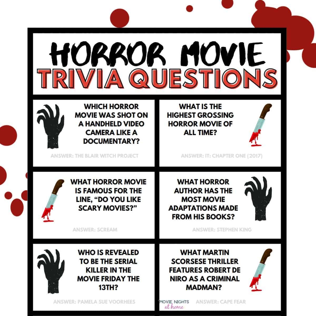 Printable Horror Movie Quiz